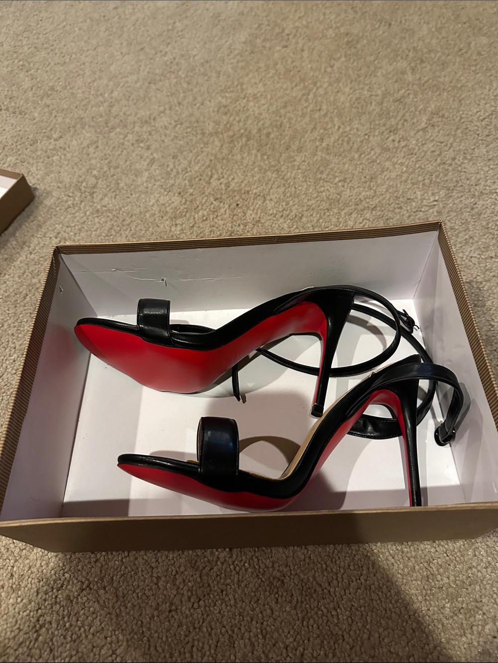 Christian Louboutin Black Leather Ankle-Strap Heels - Picture 2 of 3
